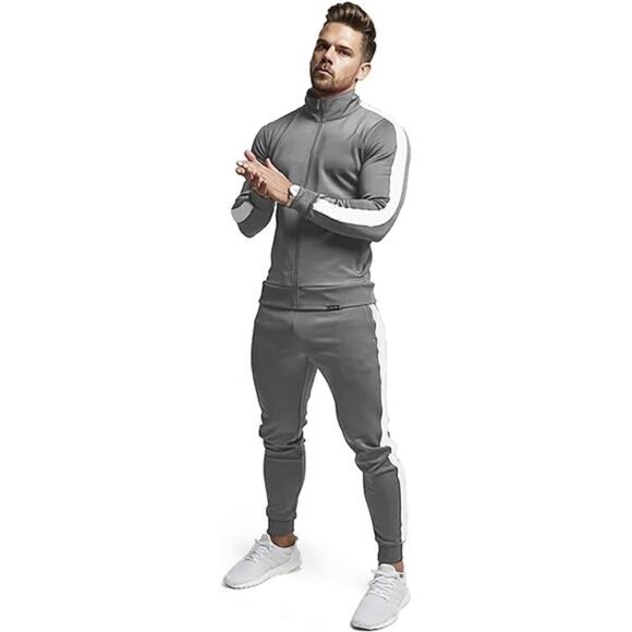 Men's Casual Active Tracksuits FullZip Sports JoggingSuits Sets Athletic Running - Picture 4 of 6